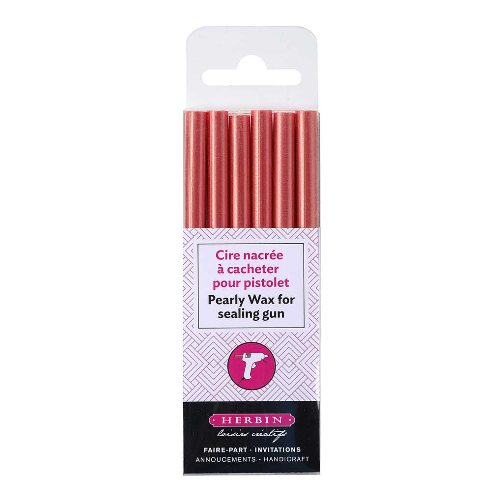 Herbin Wax Gun Sticks Pearly Antique Rose, Pack of 6 - Cafe Supply