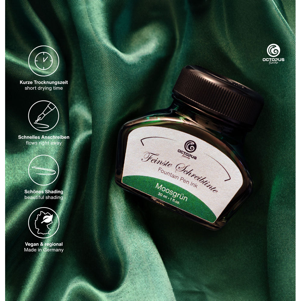 Octopus Fluids Fountain Pen Ink Moss Green (Moosgrun) 30ml - Cafe Supply