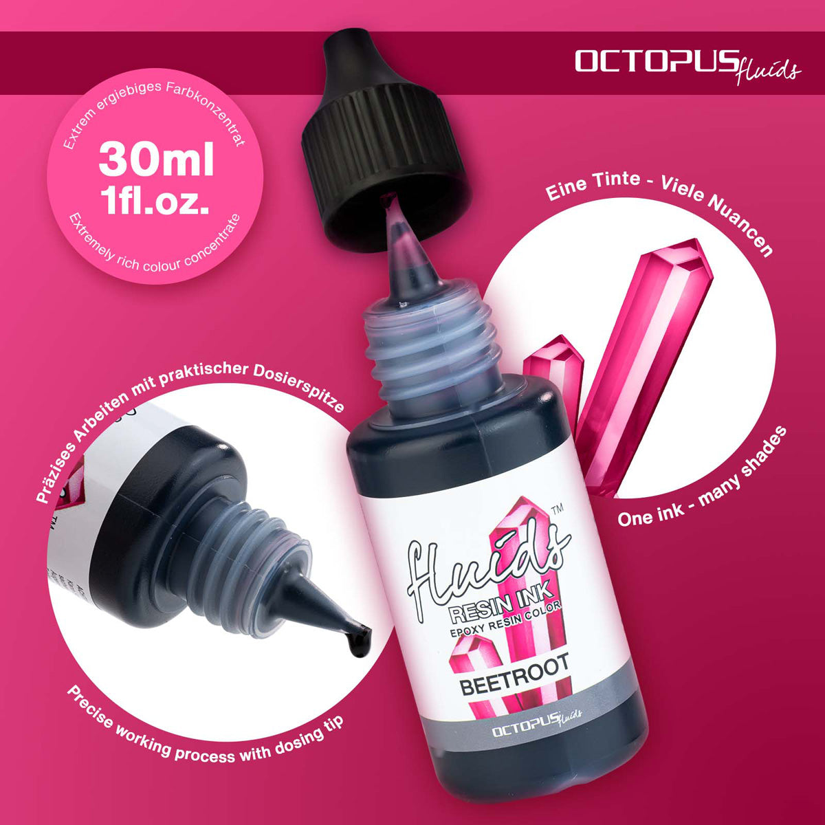 Octopus Fluids Resin Ink Beetroot Red 30ml - Cafe Supply