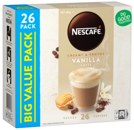 Nescafe Vanilla Latte Coffee Sachets Value Pack 26pk