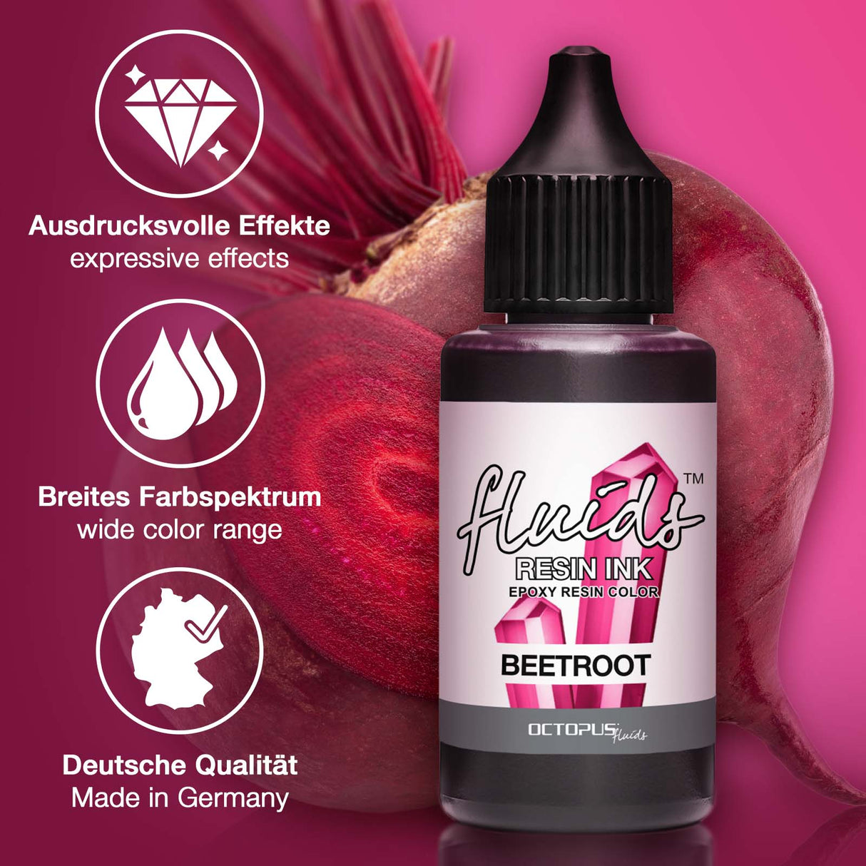 Octopus Fluids Resin Ink Beetroot Red 30ml - Cafe Supply
