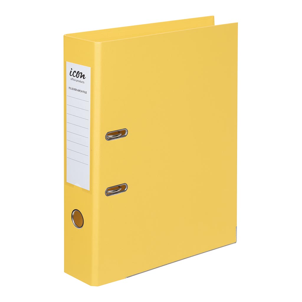 Icon Lever Arch File FS Linen Yellow - Cafe Supply