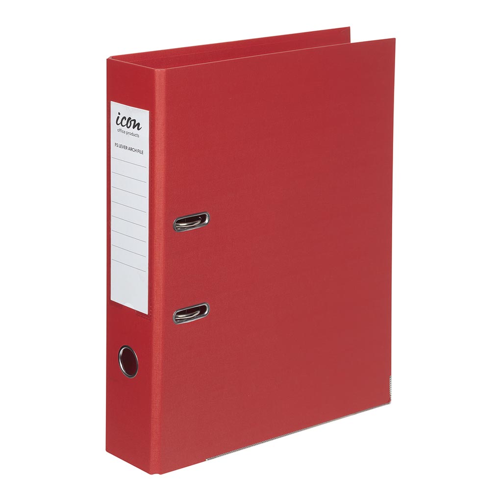 Icon Lever Arch File FS Linen Red - Cafe Supply