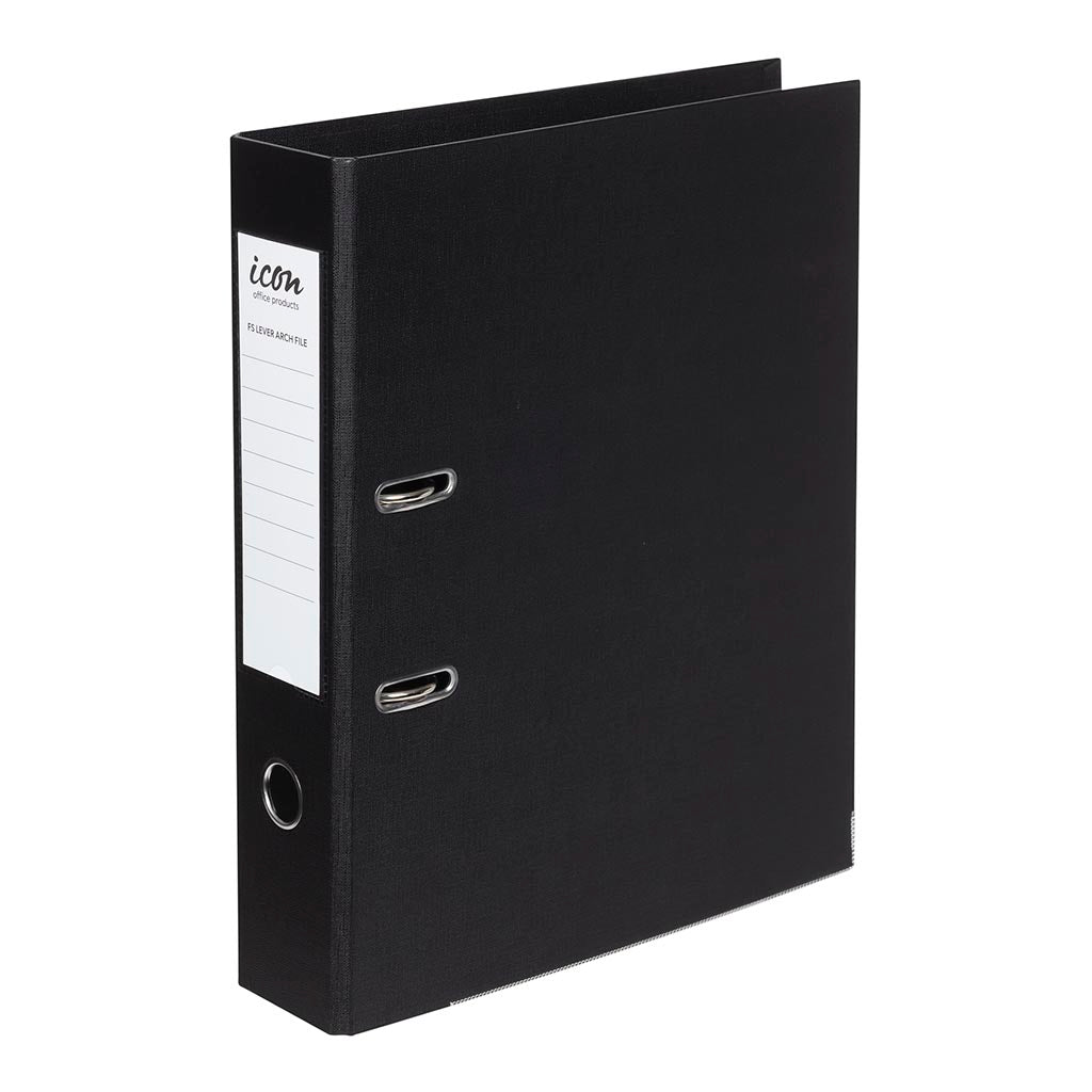 Icon Lever Arch File FS Linen Black - Cafe Supply