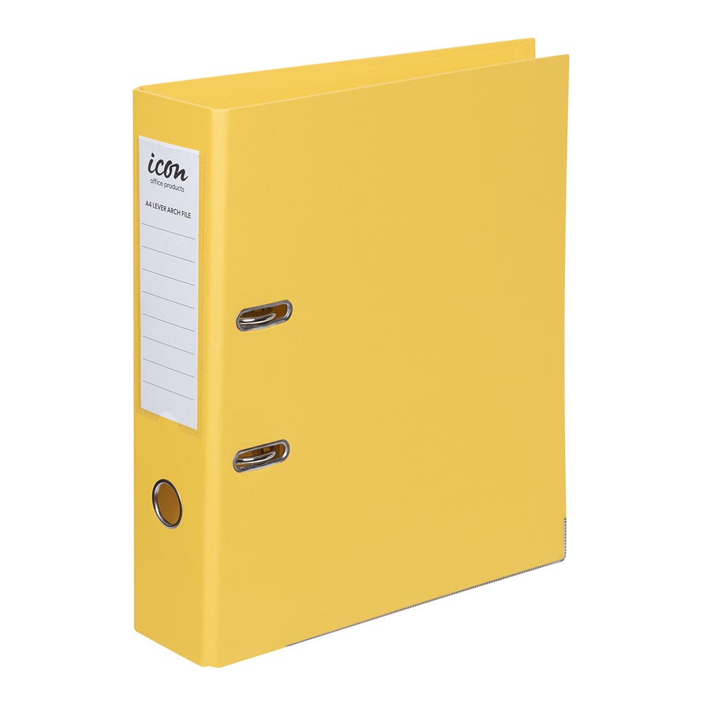 Icon Lever Arch File A4 Linen Yellow - Cafe Supply