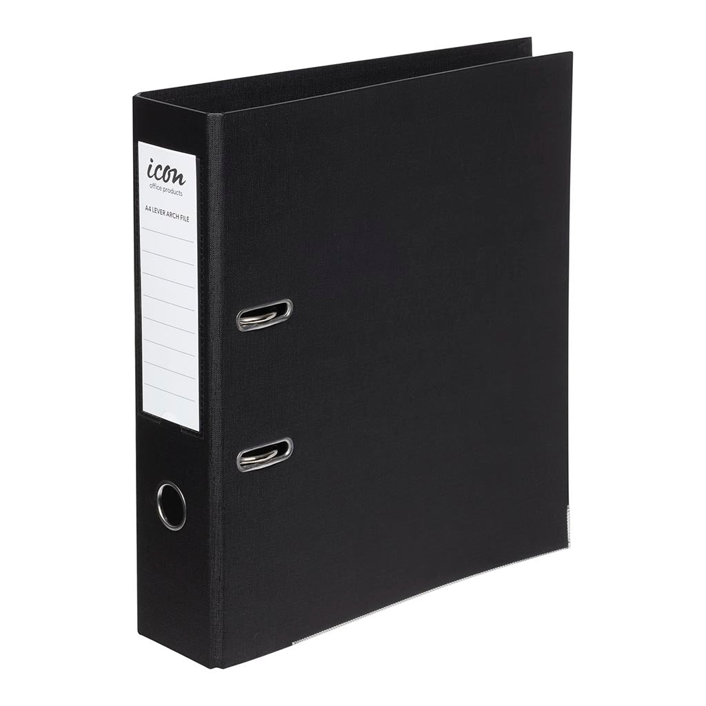 Icon Lever Arch File A4 Linen Black - Cafe Supply