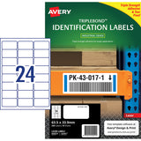 Avery Triplebond Label L6141 White Laser 63.5x33.9mm 24up 10 Sheets - Cafe Supply