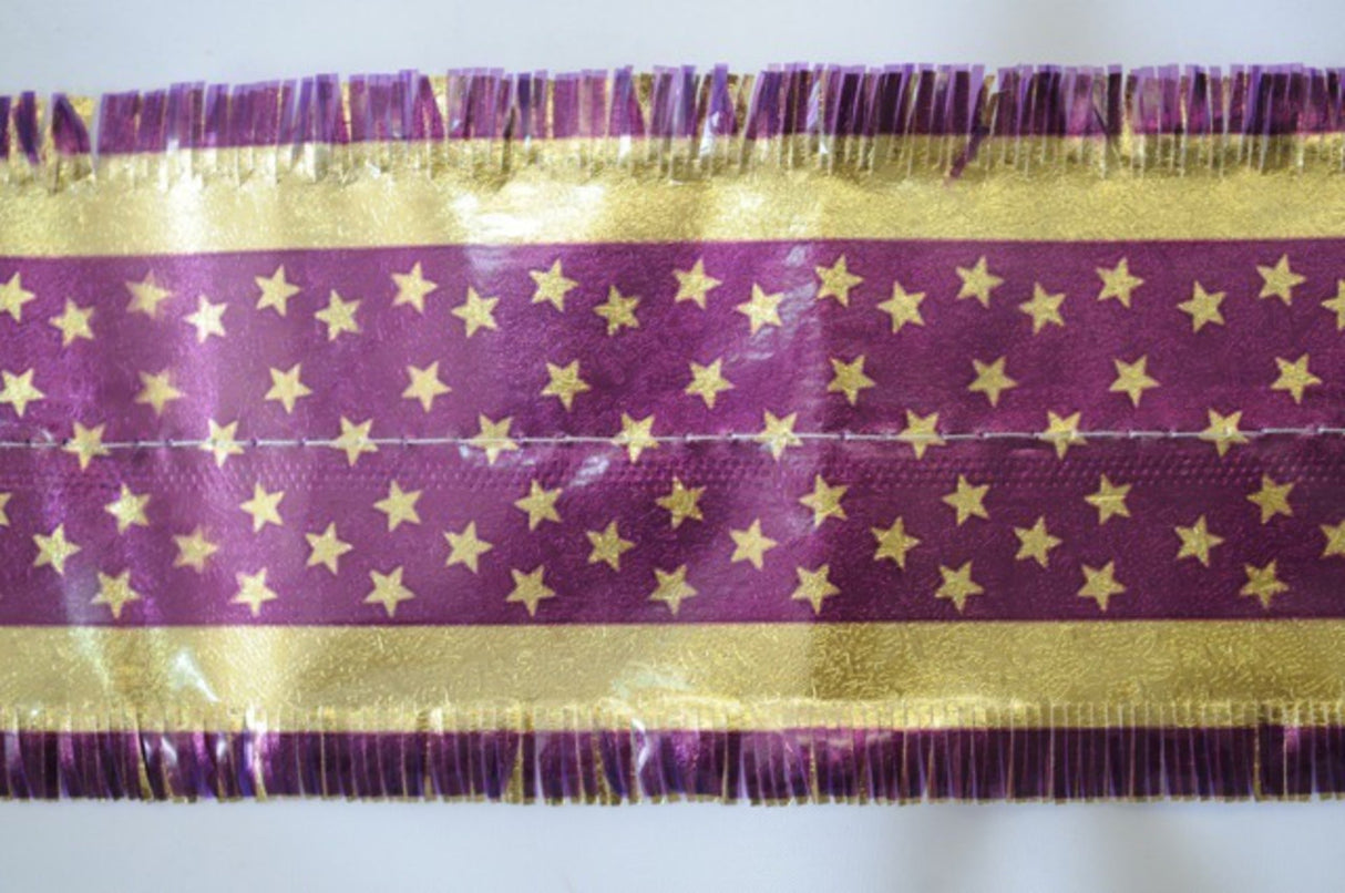 Star Pattern Band 76mm wide Gold on Purple, 1 Metre - Cafe Supply