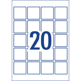 Avery Square Glossy Labels L7124 10 Sheets 20up 45x45mm - Cafe Supply