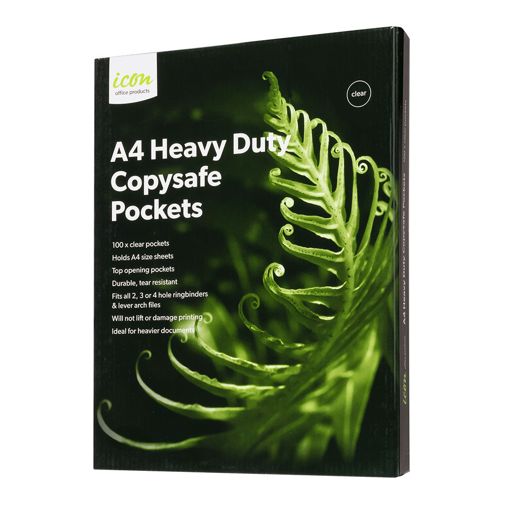 Icon Copysafe Pockets Heavy Duty A4, Pack of 100 - Cafe Supply