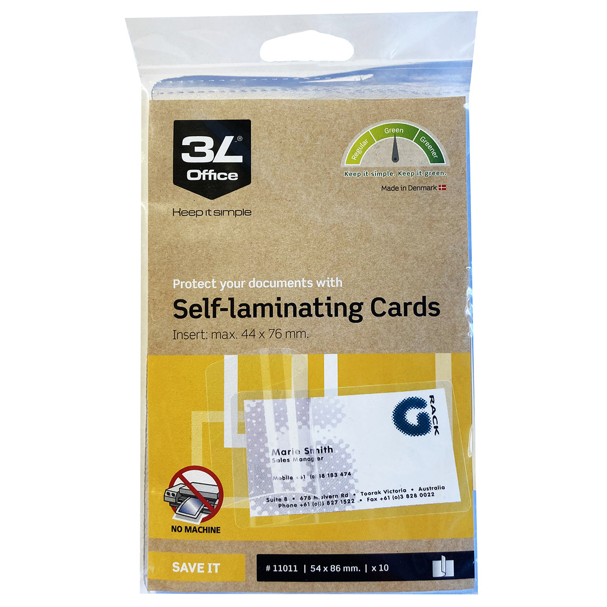 3L Self Laminating Cards 54x86mm 10 Pack