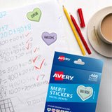 Avery Merit Stickers Dispenser Pastel Hearts 24mm 400 Pack - Cafe Supply
