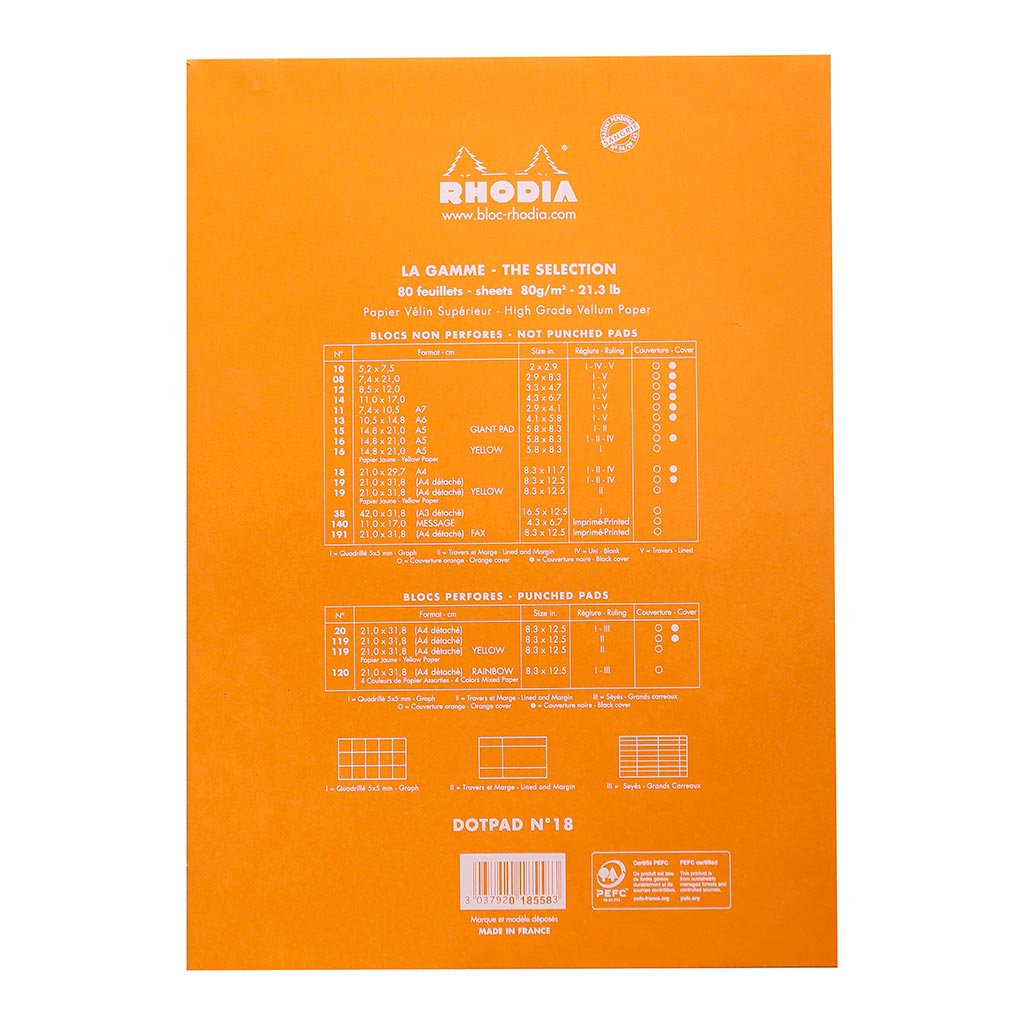 Rhodia dotPad No. 18 A4 Orange - Cafe Supply