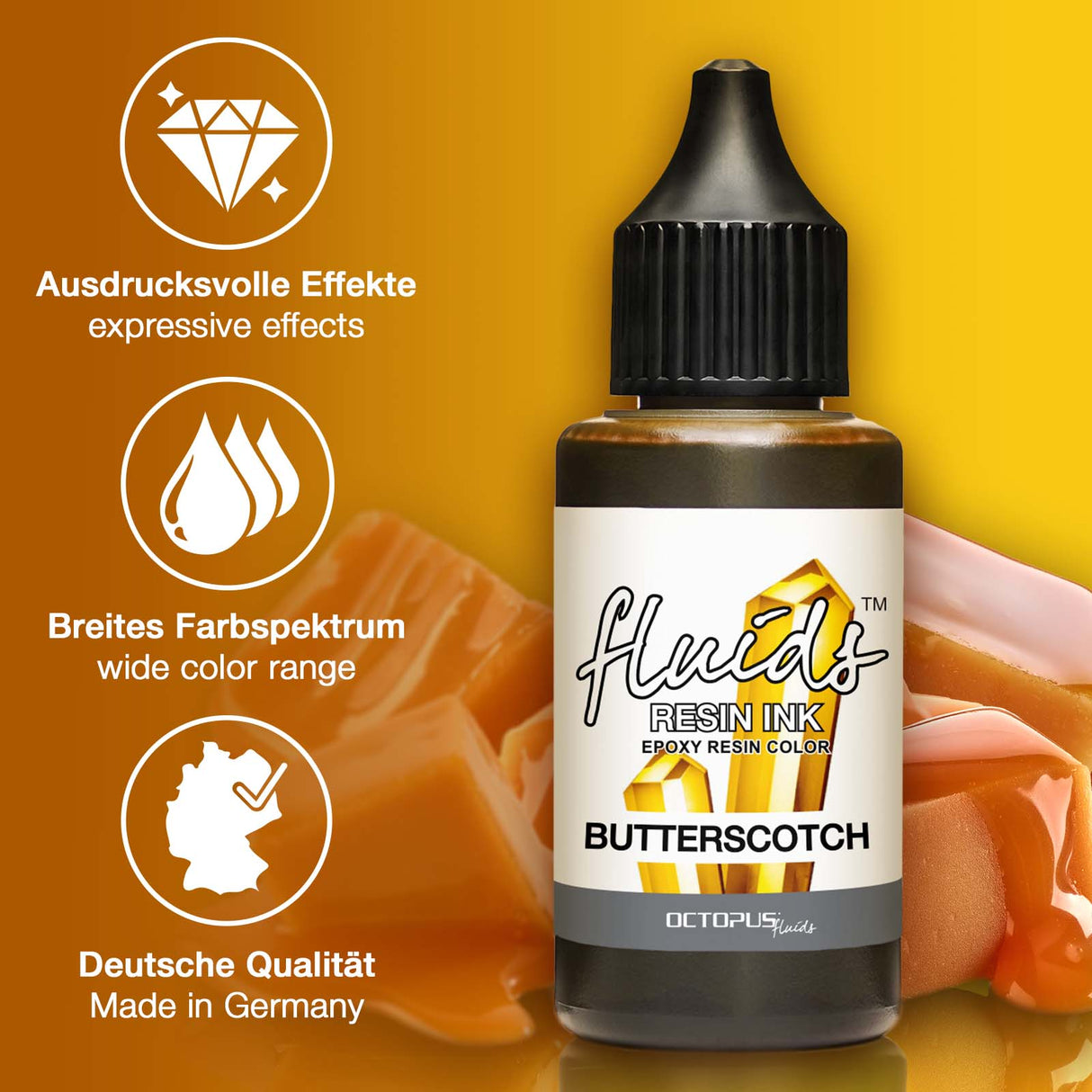 Octopus Fluids Resin Ink Butterscotch Yellow 30ml - Cafe Supply