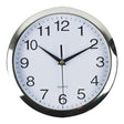 Italplast Quartz Wall Clock 26cm White, Chrome Trim - Cafe Supply