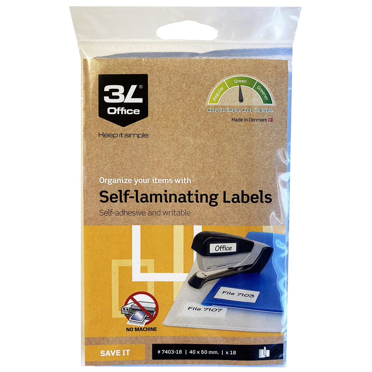3L Self Laminating Labels 40x60mm 3up 6 Sheets