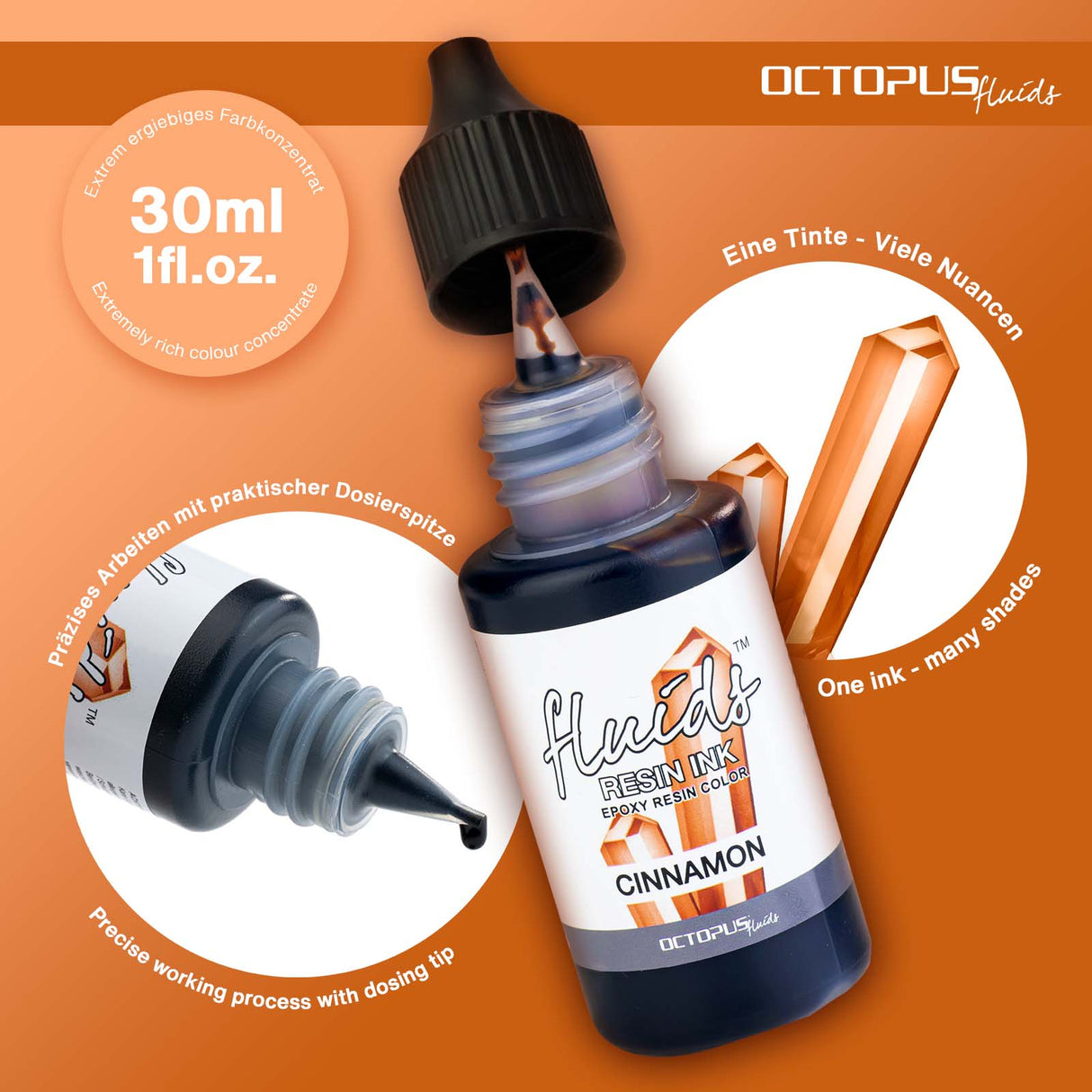 Octopus Fluids Resin Ink Cinnamon Brown 30ml - Cafe Supply