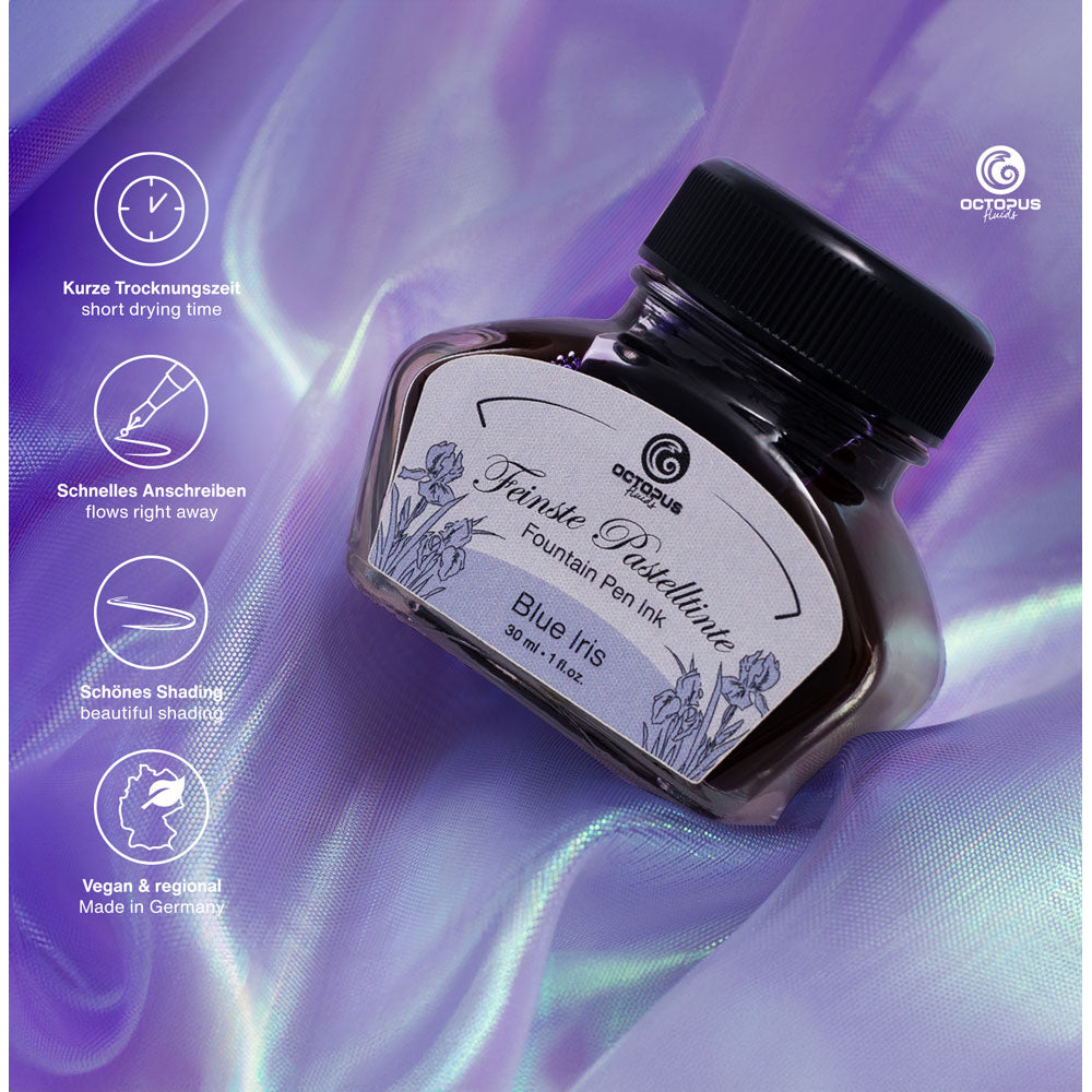 Octopus Fluids Fountain Pen Ink Pastel Blue Iris 30ml - Cafe Supply