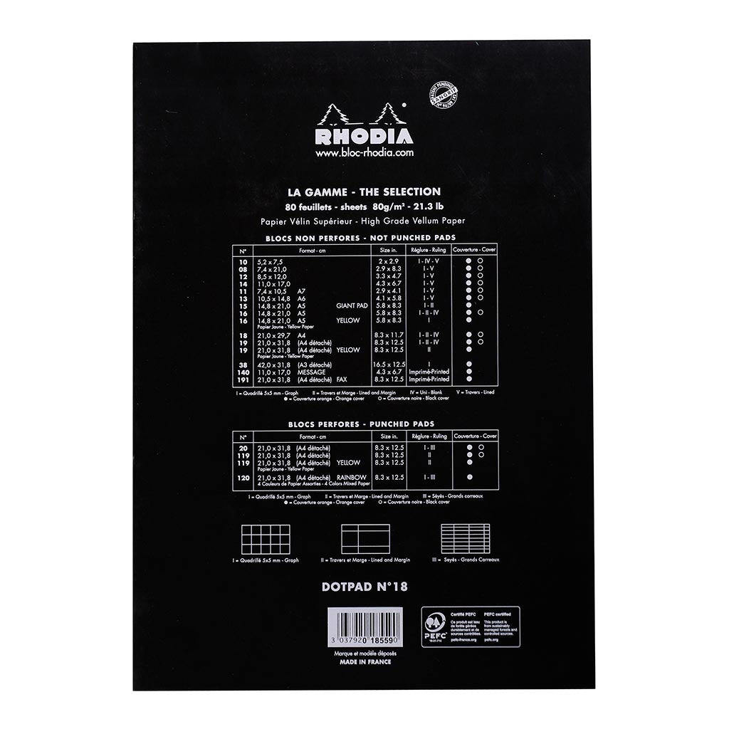 Rhodia dotPad No. 18 A4 Black - Cafe Supply
