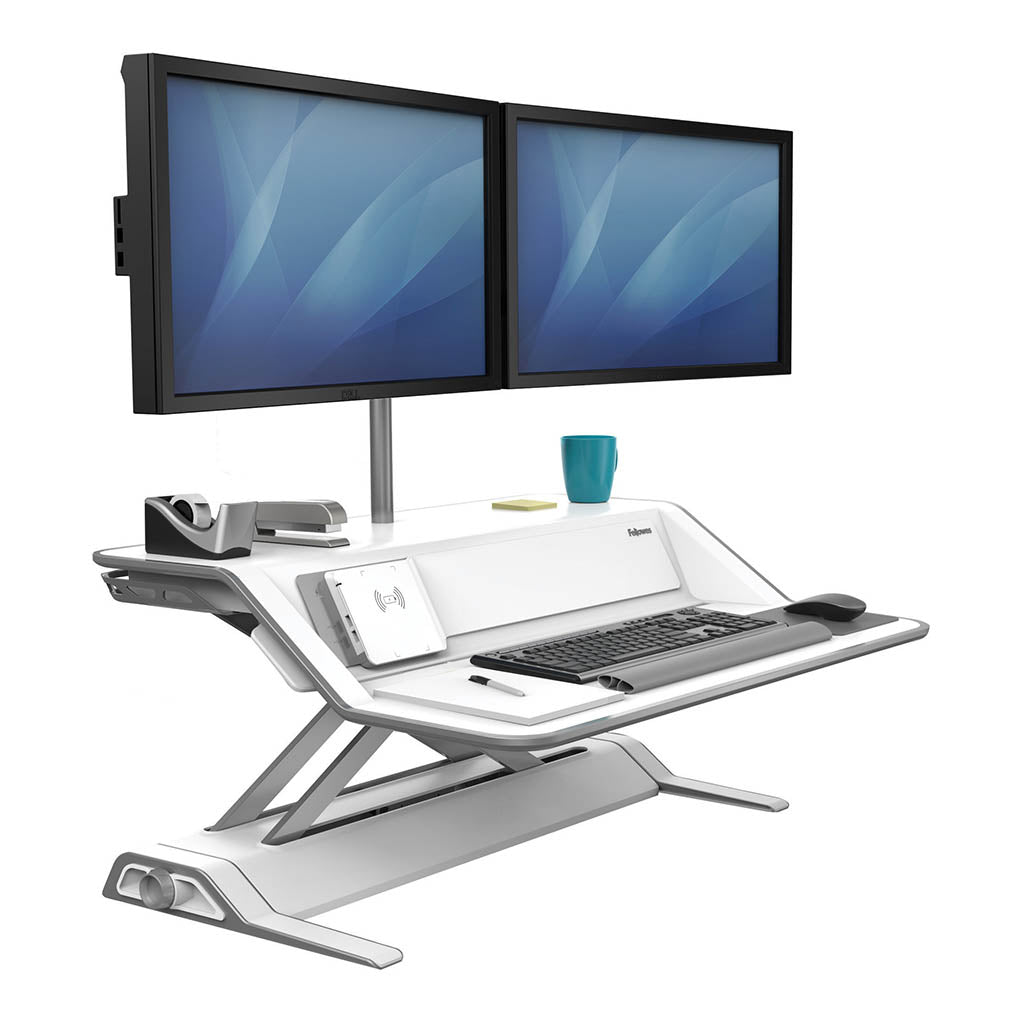 Fellowes Lotus DX Sit Stand Workstation White - Cafe Supply