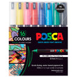 Uni Posca Marker 0.7mm Ultra-Fine Pin Tip 16 Pack Assorted PC-1MR - Cafe Supply