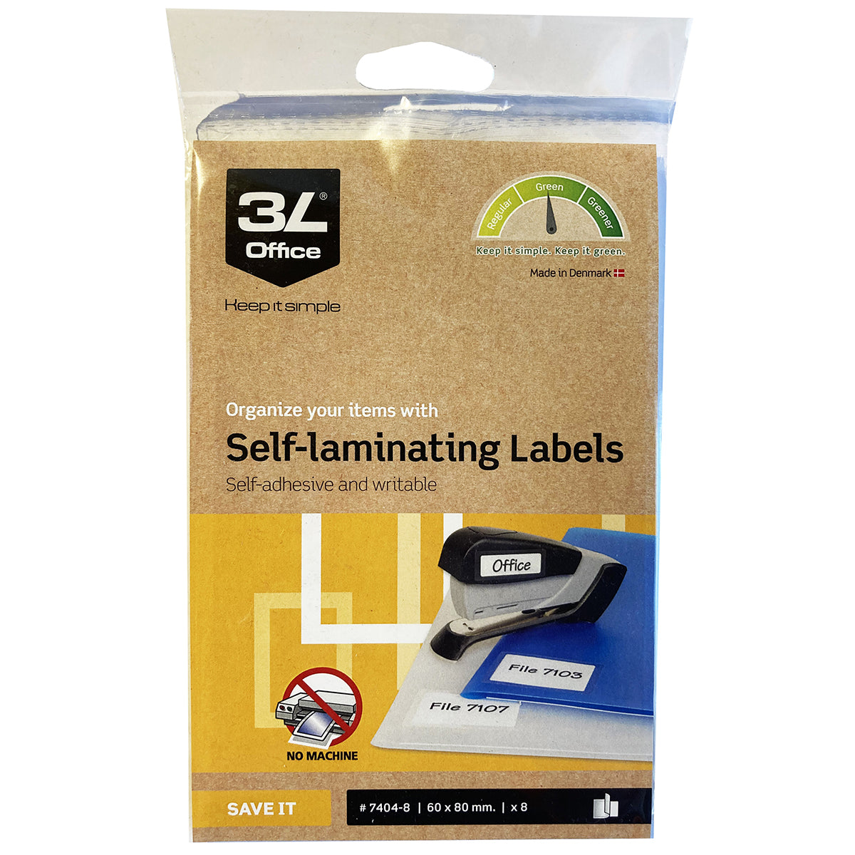 3L Self Laminating Labels 60x80mm 2up 4 Sheets