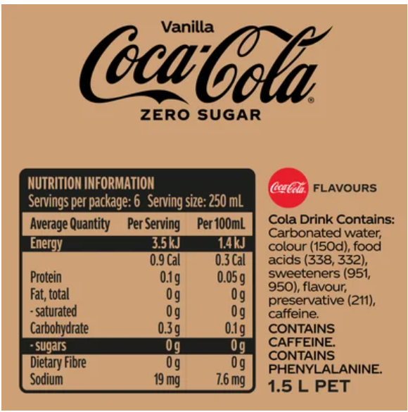 Coca-Cola Zero Sugar Vanilla Soft Drink 1.5l
