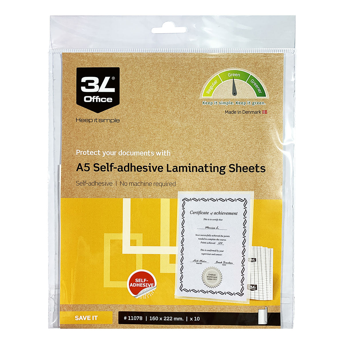 3L Self Laminating Sheets A5 10 Pack