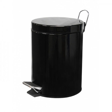 5L Black Powder Coated Pedal Bin - Cafe Supply