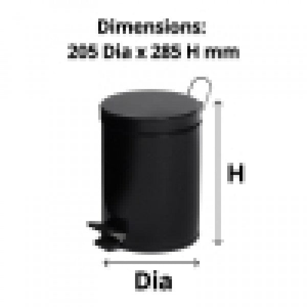 5L Black Powder Coated Pedal Bin - Cafe Supply