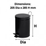 5L Black Powder Coated Pedal Bin - Cafe Supply