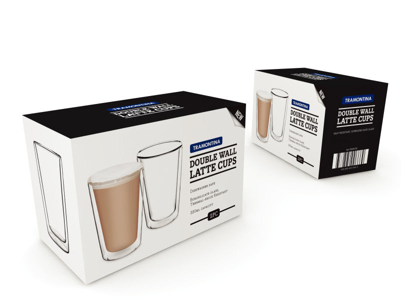 Tramontina Double Wall Latte Cup 330ml - Set 2