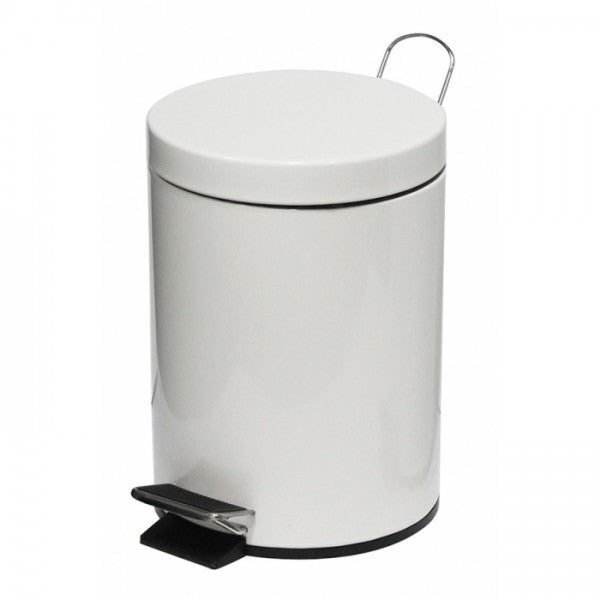 5L White Powder Coated Pedal Bin - Cafe Supply
