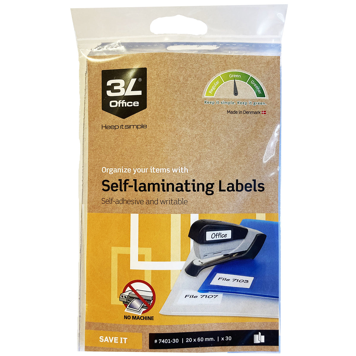3L Self-Laminating Labels 20x60mm 5up 6 Sheets