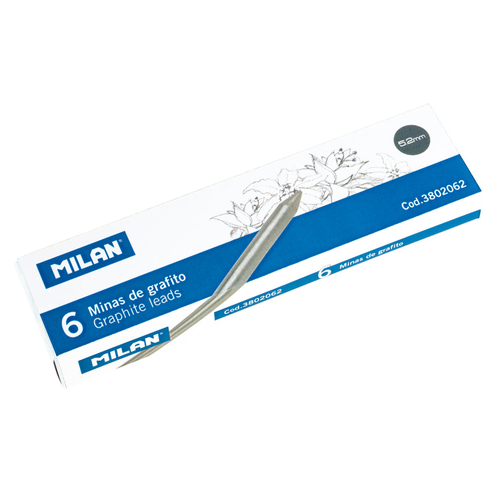 Milan Replacement B Lead for Mechanical Pencil 5.2mm x 6 pieces - Cafe Supply