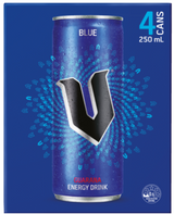 V Blue Guarana Energy Drink 4 x 250ml