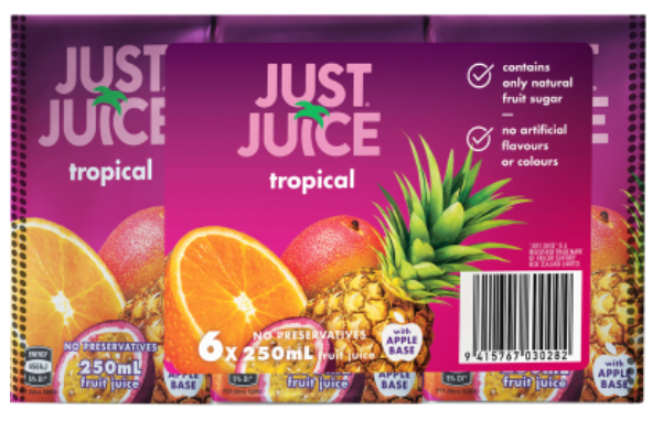Just Juice Tropical Fruit Juice 6pk - Cafe Supply
