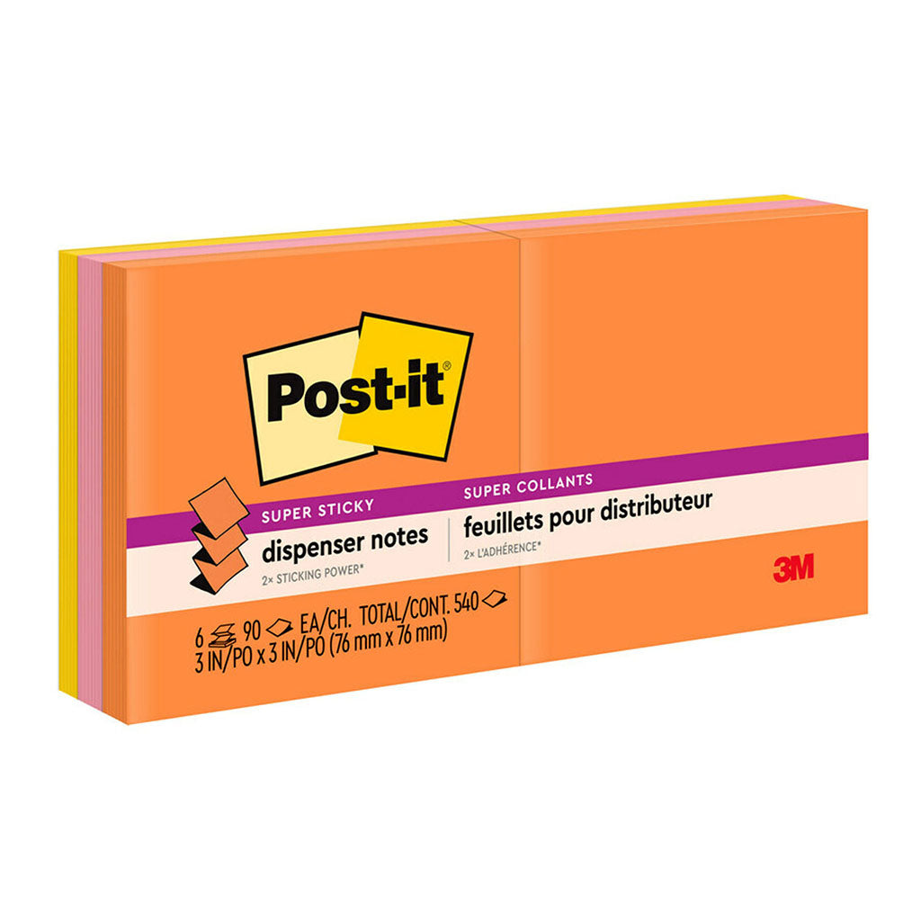 Post-it Super Sticky Pop Up Notes R330-6SSUC 76x76mm Energy (Rio), Pack of 6 - Cafe Supply