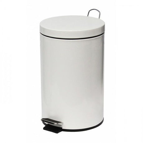 12L White Powder Coated Pedal Bin - Cafe Supply