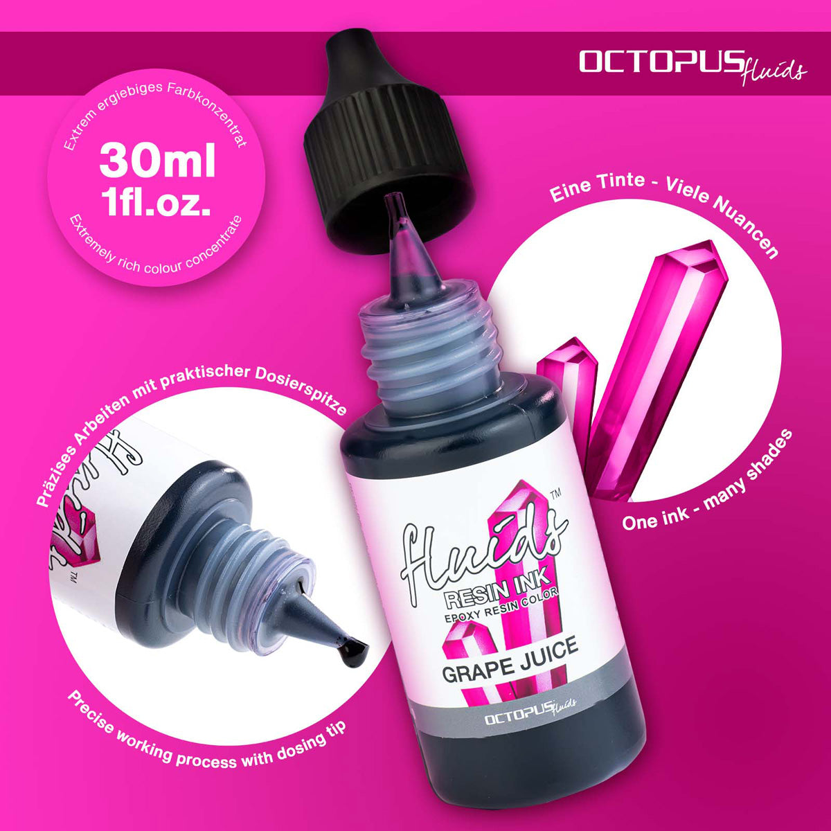 Octopus Fluids Resin Ink Grape Juice Violet 30ml - Cafe Supply