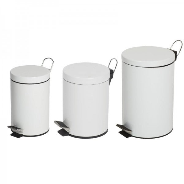 12L White Powder Coated Pedal Bin - Cafe Supply