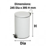 12L White Powder Coated Pedal Bin - Cafe Supply