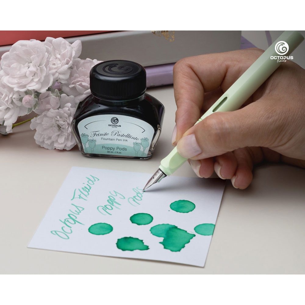 Octopus Fluids Fountain Pen Ink Pastel Poppy Pods 30ml - Cafe Supply