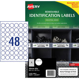 Avery Weather Resistant Removable Label L4716 Laser 30mm White 48up 20 Sheets - Cafe Supply