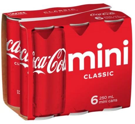Coca-Cola Soft Drink Mini Cans 6 x 250ml
