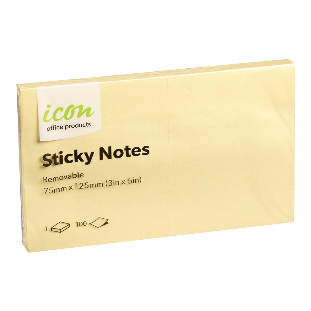 Icon Sticky Notes 75mm x 125mm Yellow - Cafe Supply