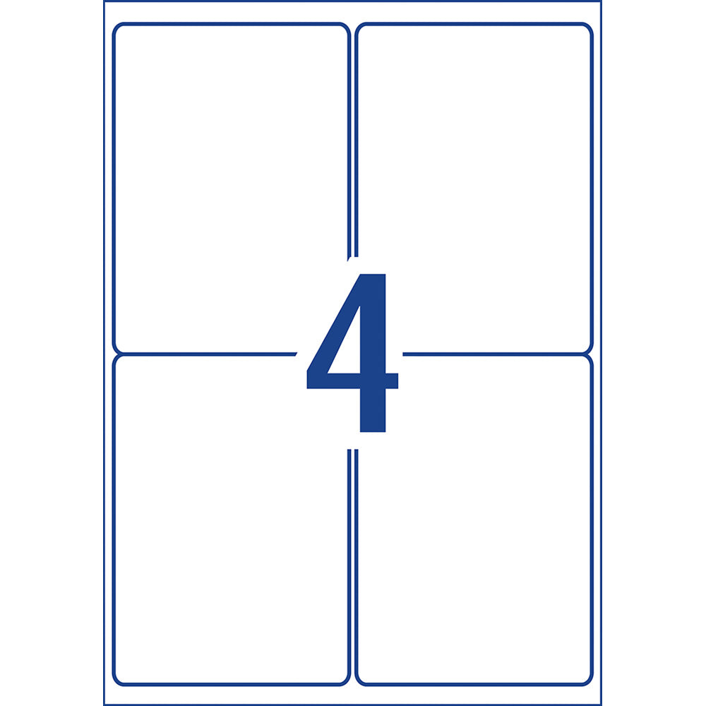Avery Weather Resistant Removable Label L4774 Laser 99.1x139mm White 4up 20 Sheets - Cafe Supply