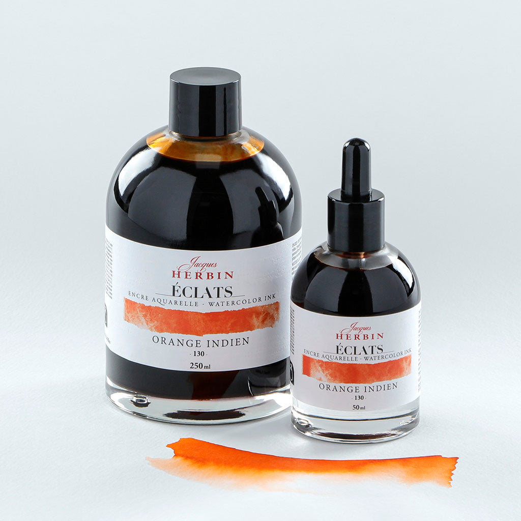 Jacques Herbin Eclats Watercolour Ink 130 Indian Orange 50ml - Cafe Supply