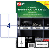 Avery Weather Resistant Removable Label L4774 Laser 99.1x139mm White 4up 20 Sheets - Cafe Supply