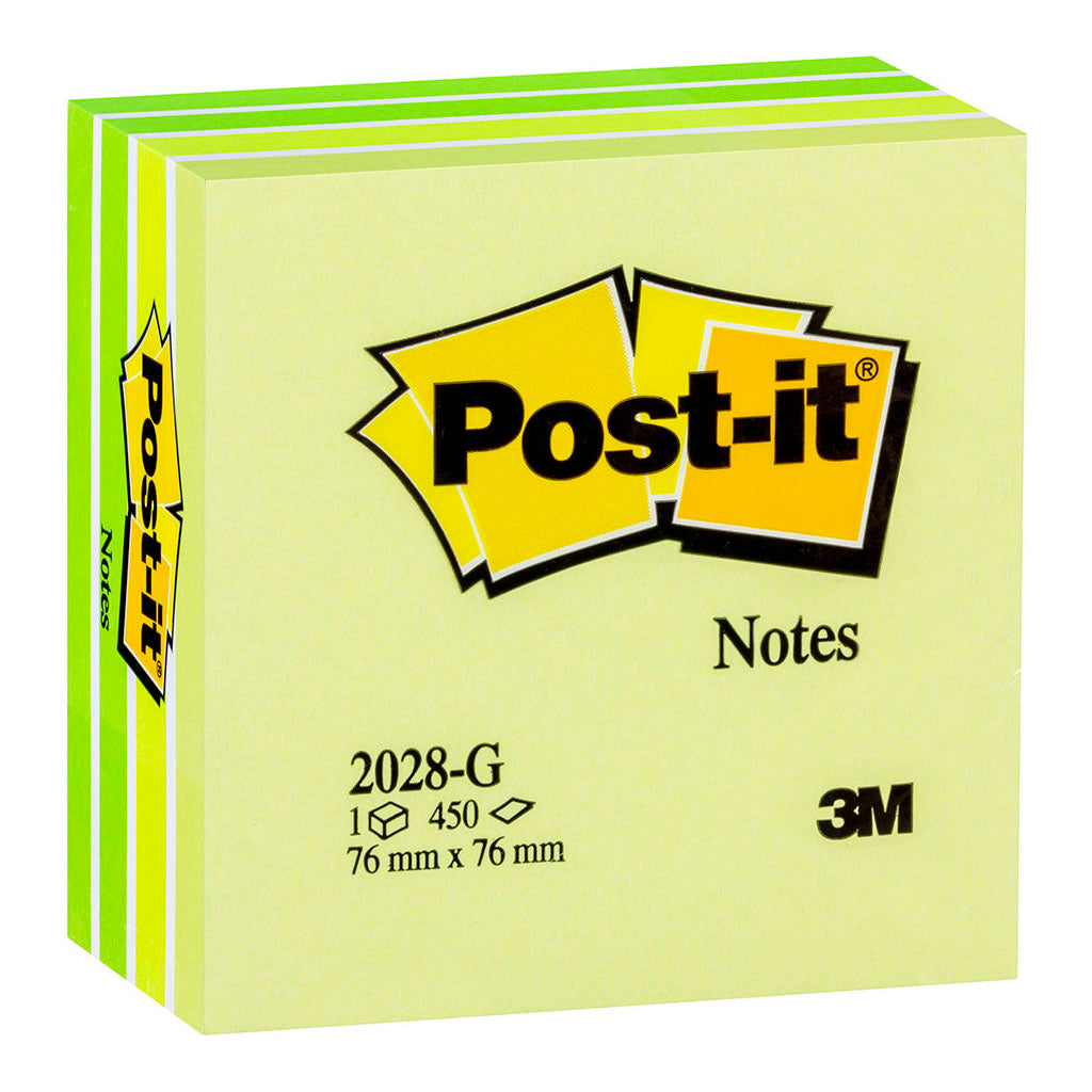 Post-it Notes Memo Cube 2028-G 76x76mm Green 450sh - Cafe Supply